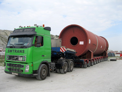 SWTrans - перевозка тяжеловесных грузов. Перевозка колонны мельницы по 98 тонн.